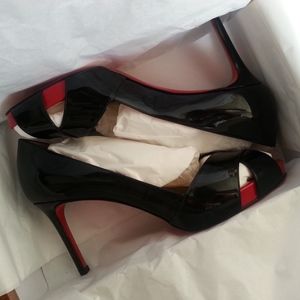 Christian Louboutin BPatent Leather Peep Toe Heels